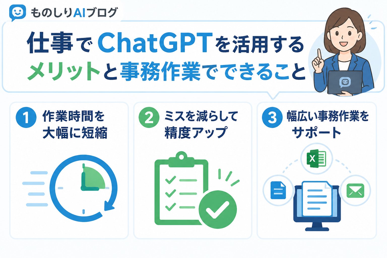 AI活用 1. 仕事でChatGPTを活用するメリットと事務作業でできること