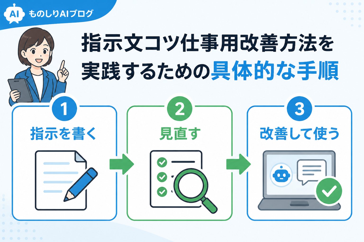 プロンプト 指示文コツ仕事用改善方法を実践するための具体的な手順