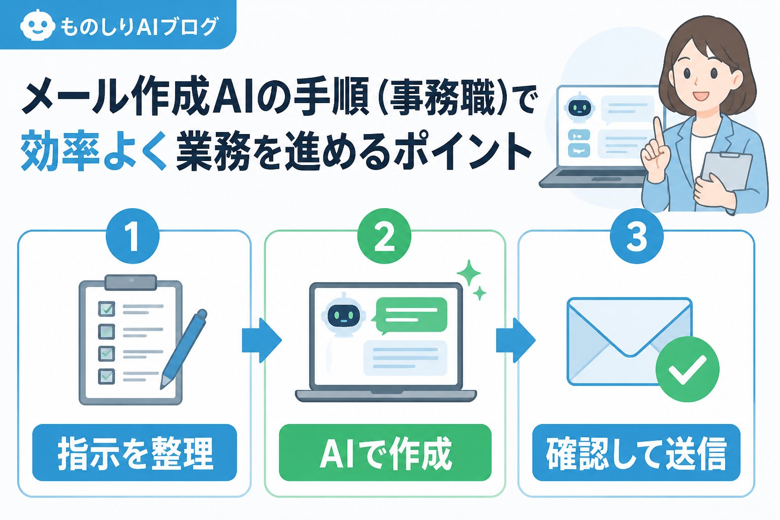 業務効率化 メール作成AIの手順（事務職）で効率よく業務を進めるポイント