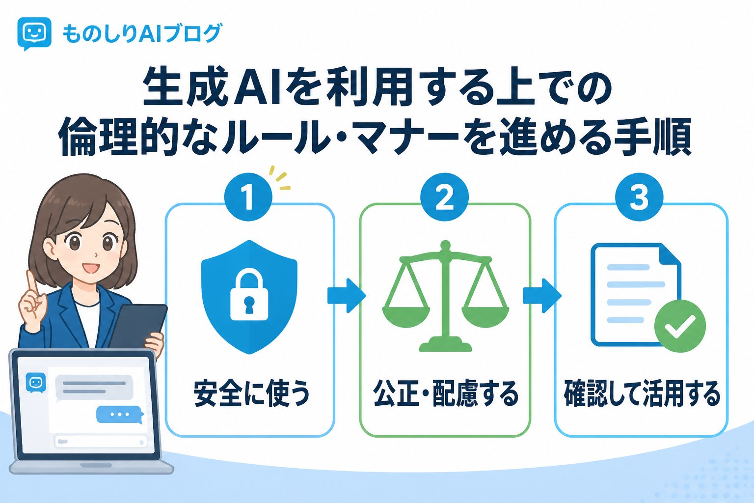 AI活用 生成aiを利用する上で、気をつけるべき倫理的なルールやマナーを教えてください。を進める手順