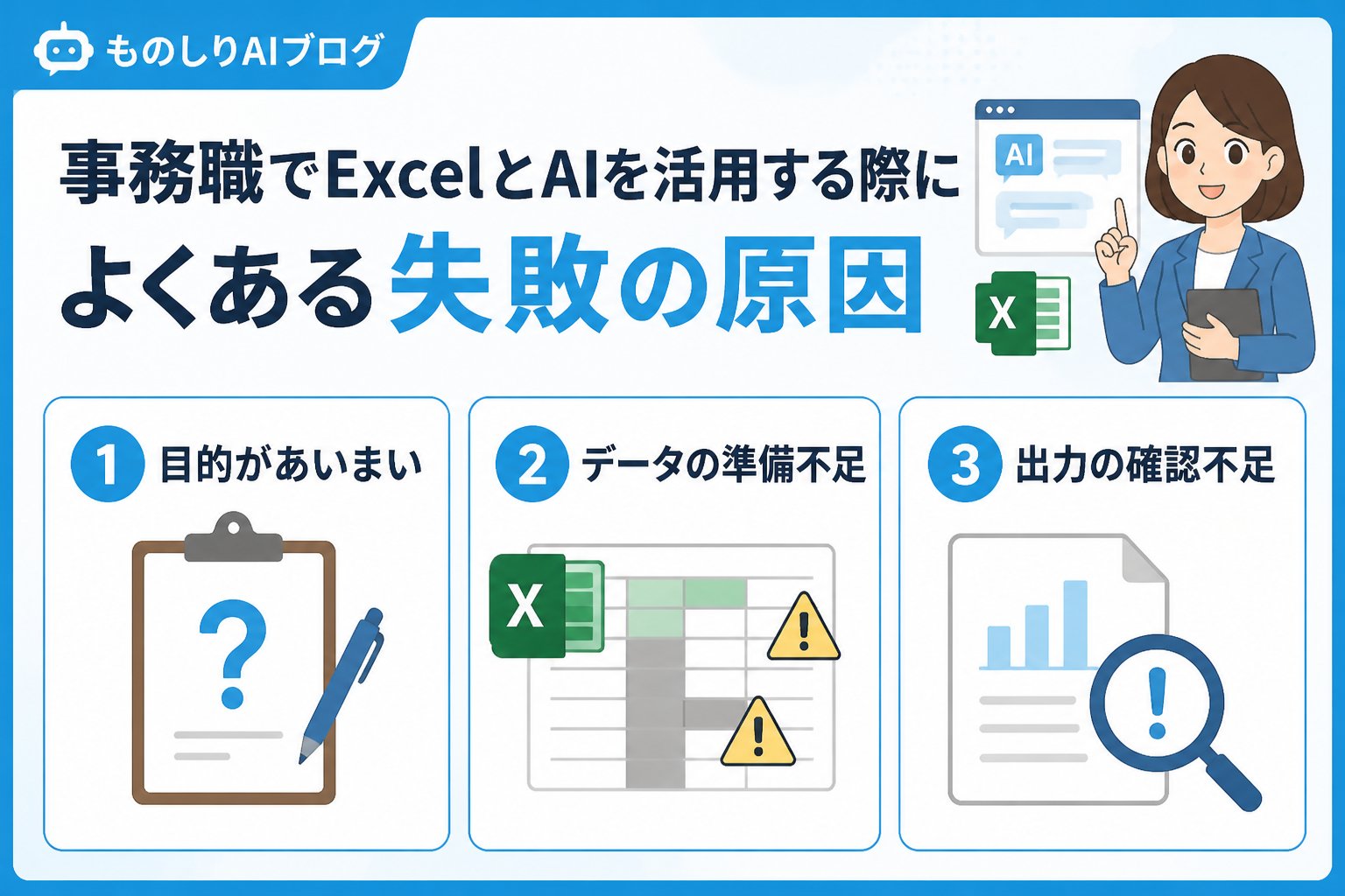 業務効率化 事務職でExcelとAIを活用する際によくある失敗の原因