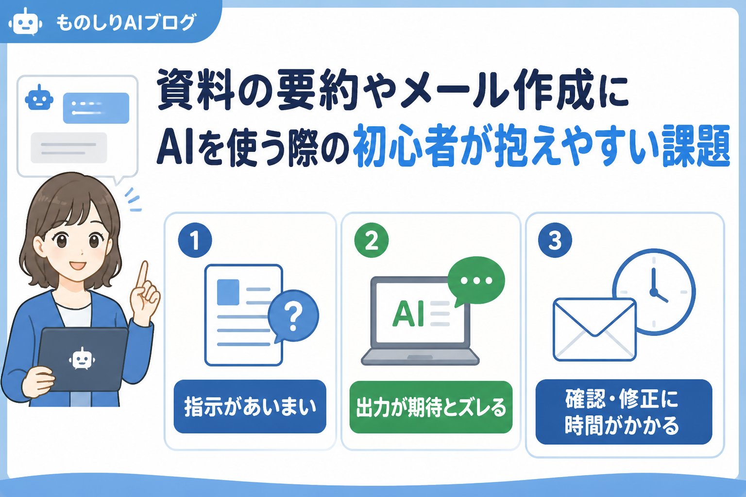 業務効率化 資料の要約やメール作成にAIを使う際の初心者が抱えやすい課題
