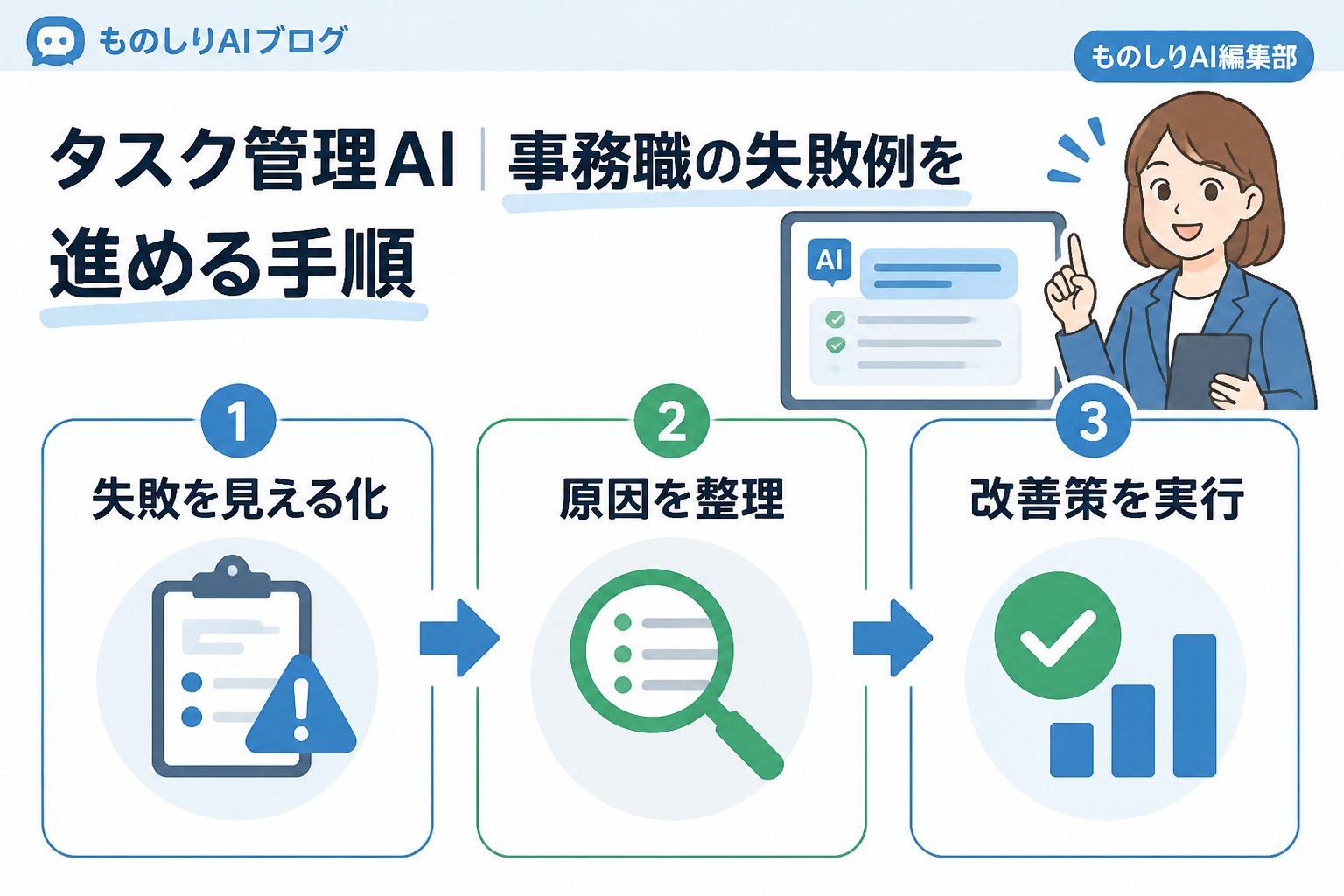業務効率化 タスク管理 AI 事務職 失敗例を進める手順
