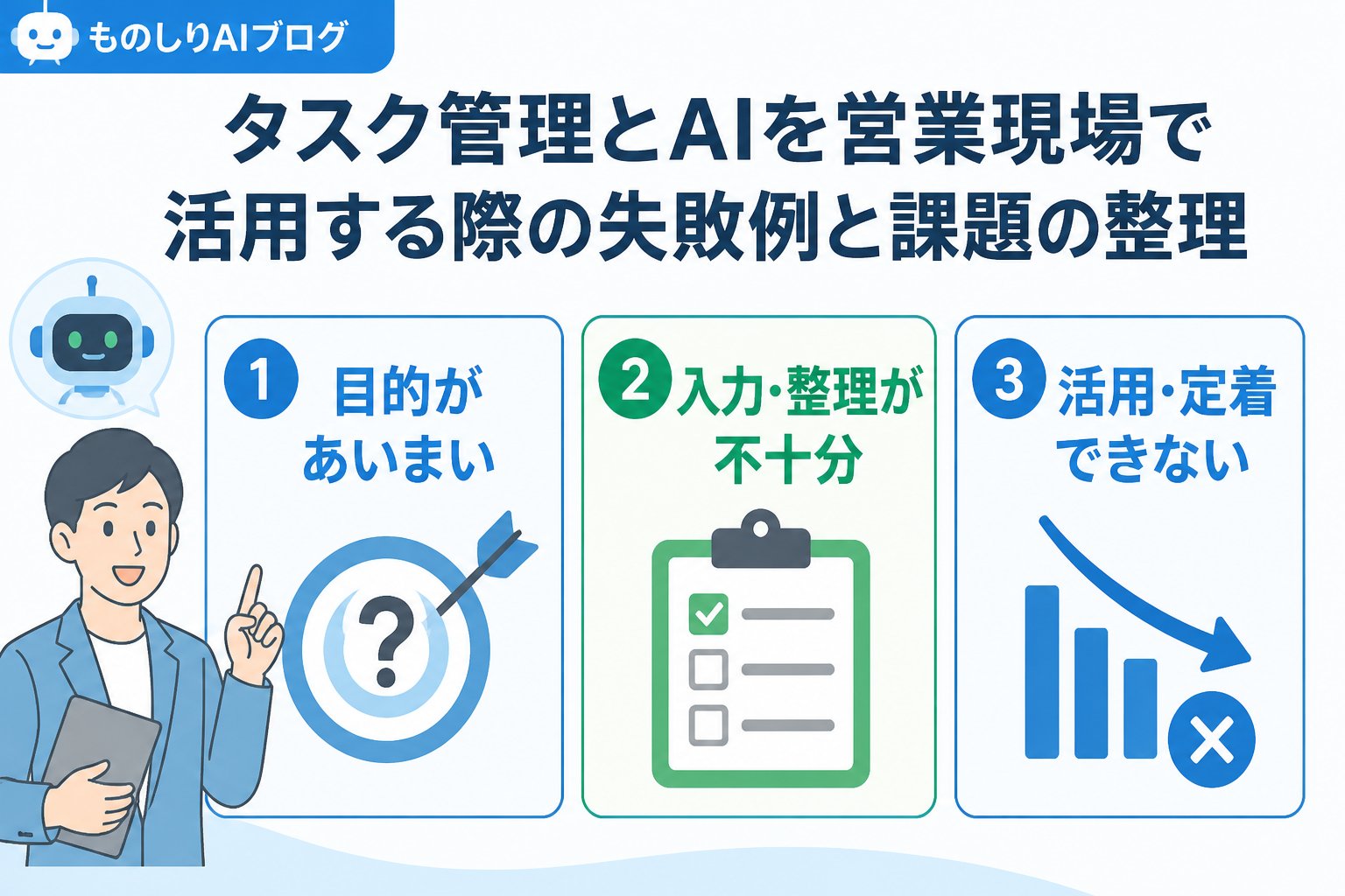 業務効率化 タスク管理とAIを営業現場で活用する際の失敗例と課題の整理